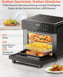 Involly 15L Heißluftfritteuse Airfryer Mini Ofen Mit 18 Programmen, Gaseinsparung, Fritteuse, Kompaktfriteusen,1600W Digital LED Display -Bosch Verkäufe 000dec65a4ad8c73ebf62c7961f47520
