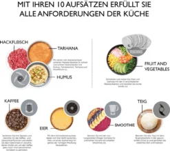 Küchenmaschine 10-in-1 Multifunktions-Küchenroboter, Standmixer, Mixer, Entsafter Multi Mixer Mit Knethaken, Citruspresse, Häcksler, Reibe Motorleistung 2000W, Farbe:Grau -Bosch Verkäufe 019ac9524ec03ddb52ee977f0658d553