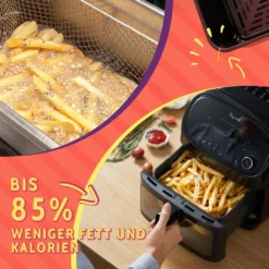 KYVOL Heißluftfritteuse XXL, 5,7L Heißluft-Fritteuse Mit Digitalem LED-Touchscreen, Fritteusen Airfryer Mit Sichtfenster 8 Kochprogrammen, Rezepte Auf Deutsch, Antihaft-Frittierkörben, Ohne Fett, 1350W -Bosch Verkäufe 03cc7293678a4d1443aa46c234851f53