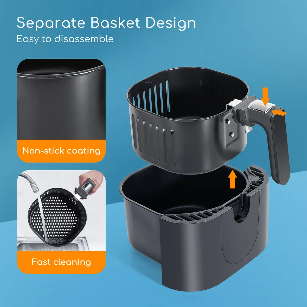 Aigostar Mini Cube -3,5L, 7 In 1 Heißluftfritteuse Heisluft Airfryer Mit Schneller Luftzirkulation Und 60 Min Timer, Auto-Off Sicherheitssensoren Fritteuse, Antihaft-Korb, Schwarz 8 Aigostar Mini Cube -3,5L, 7 In 1 Heißluftfritteuse Heisluft Airfryer Mit Schneller Luftzirkulation Und 60 Min Timer, Auto-Off Sicherheitssensoren Fritteuse, Antihaft-Korb, Schwarz – Bild 7