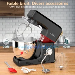 Homlee Küchenmaschine Knetmaschine 1800W,Teigmaschine Mit 6.5L Edelstahlschüssel,6 Geschwindigkeit Reduzierte Geräusche, Multifunktion Knetmaschine Mit Rührbesen,Rührhaken, Knethaken, Spritzschutz(Schwarz) -Bosch Verkäufe 07797bb060f84bf5c3910baaf8066a3d