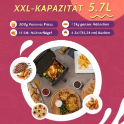 KYVOL Heißluftfritteuse XXL, 5,7L Heißluft-Fritteuse Mit Digitalem LED-Touchscreen, Fritteusen Airfryer Mit Sichtfenster 8 Kochprogrammen, Rezepte Auf Deutsch, Antihaft-Frittierkörben, Ohne Fett, 1350W -Bosch Verkäufe 0aa4b99867a5296ee439dcef908e6902
