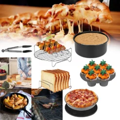 EINFEBEN Heißluftfritteuse Zubehör 7 Zoll 12tlg. Fritteuse Set Inkl. Brotbackkorb Pizzapfanne Silikonpfanne Grillrost Spieße -Bosch Verkäufe 0afa6110ad81cabaf54a8c8623c8cc4b