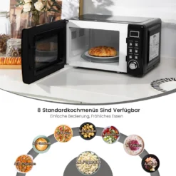 COSTWAY Mikrowelle 20L, 700 W Mikrowellenofen, Mit 8 Automatischen Programme, 5 Leistungsstufen, LED-Anzeige, Verzögerter Start, Retro, Schwarz -Bosch Verkäufe 0c2f8ca8f5056b56712cd5ba65f1eb09