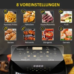 HOMCOM Heißluftfritteuse 11 L 1800W Mit 8 Menüs Zubehör Backofen Dehydrator Barbecue Für Gesundes ölfreies Fettarmes Kochen Stahl Schwarz 32 X 35,6 X 37,9 Cm -Bosch Verkäufe 0db51f4af014253a756919032c46ef6b