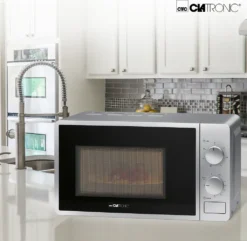 Clatronic Mikrowelle Mit Grill MWG 792, 700 Watt Mikrowellen- + 800 Watt Grillleistung, 30 Minuten-Timer Mit Endsignal, 20 Liter Garraum Mit Beleuchtung, Silber -Bosch Verkäufe 0e9f25fe444b6db991208810d5d5aa88