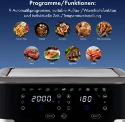 ProfiCook® Doppel-Heißluftfritteuse 9 Liter, XXL Heißluftfritteuse Doppelkammer, Frittieren Mit Heißer Luft Ohne Zusätzliches Öl, 9 Programme, Air Fryer, Touchscreen, PC-FR 1242 H, 2400W -Bosch Verkäufe 105a08724559cff117195d5c20311418