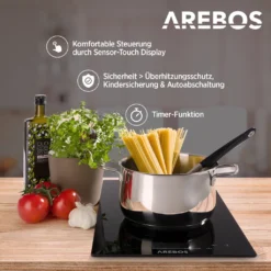 AREBOS Glaskeramikkochfeld, 3000 W, 2 Kochfelder, 30cm, Autark, Mit Sensor Touch -Bosch Verkäufe 1286fc9cc0347034383eda87f8eb8cbc 1