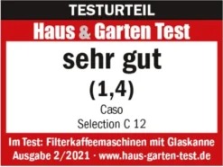 CASO Selection C12 - Design-Kaffeemaschine Für Bis Zu 12 Tassen Kaffee, 1,5 L Wassertank, Edelstahlgehäuse, Warmhaltefunktion, Timer, Inkl. Permanentfilter -Bosch Verkäufe 12d0354d9bb47c5c974e532c7422dac4