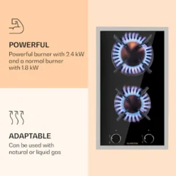 Klarstein Goldflame Domino Prime Gaskochfeld , 2-flammig Messing-Brenner , 4,2 KW, Glaskeramik , Inklusive Schlauch Und Druckminderer -Bosch Verkäufe 172baade03e5556afc1fcb811572891c