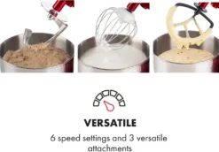 Klarstein Lucia Rossa Küchenmaschine Mixer (1200 Watt, 5 Liter Rührschüssel, Fleischwolf, Saftpresse ) - Rot -Bosch Verkäufe 24926e2d1238d9a34b8f406c1ab50d3d