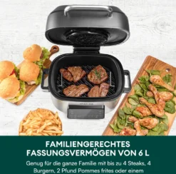 CHEFREE AFG01 Heißluftfritteuse & Grill, 8 In 1 Grill & Heissluft-Fritteuse, 265℃ Hochtemperaturrösten, 6L Extra Große Kapazität, Kompaktfriteusen Mit 4 Heizstufen, Heißluftfritteuse Mit Online-Rezepte -Bosch Verkäufe 275e987394866dbf10d2a6d3a97ed3f3
