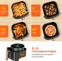 ULTENIC K10 XL Heißluftfritteuse, 5L Airfryer Mit 11 Programmen, Airfryer Mit Online-Rezepten, Touchscreen,1500W [Energieklasse A+++] -Bosch Verkäufe 2a726dea94fd9f32f44aa4add030bbdd