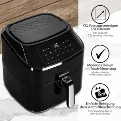 ONVAYA® Heißluftfritteuse | Airfryer XXL | Fritteuse Ohne Öl & Fett | Für 5-6 Personen | Mit LED-Display | 10 Programme | 1700 W | Inkl. Backform & Grillrost Mit Spießen -Bosch Verkäufe 2c64f560910b6953d1d81303cb55c8a6