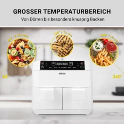 N8WERK Doppel-Heißluftfritteuse - 7,6l Heißluft Fritteuse Friteuse Fritöse XL Air Fryer Edelstahl Doppelkorb 2x 3,8L -Bosch Verkäufe 2d126cbdf2ddc1e9e2cef060827f4944