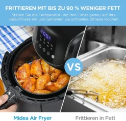 Midea Heißluftfritteuse 3,5L Heißluft Fritteuse Mit 8 Verschiedene Programmen, Digital Touchscreen, Temperaturkontrolle, 1500W Heissluftfritteuse Air Fryer -Bosch Verkäufe 345dfd454177df2cd363262564b2fbba