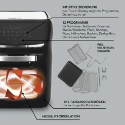 MAXXMEE Heißluft-Fritteuse Digital - 12 L Fassungsvermögen - Schwarz Heißluft Fritteuse Friteuse Fritöse Airfryer 12L XXL Backofen Drehgrill Digital -Bosch Verkäufe 351fab6a9cb66c41a6c68f2e09421f46