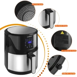 LLIVEKIT WAF0017DE Heißluftfritteuse Luftfritteuse Airfryer Heißluftfritöse Korb 10 Programmen Ohne Öl 5L 1400W 80-200℃ Schwarz -Bosch Verkäufe 354e9fccee270961d53a225e19e020a6