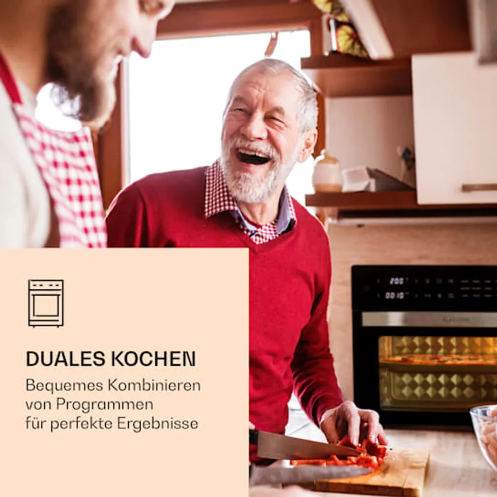 Klarstein Vigor Air Heißluftfritteuse XXL - Airfryer Mit 1800 W - 30 Liter - 18 Programme - Ober- Und Unterhitze - Digitales Bedienfeld Mit Touchscreen - Edelstahl 4 Klarstein Vigor Air Heißluftfritteuse XXL - Airfryer Mit 1800 W - 30 Liter - 18 Programme - Ober- Und Unterhitze - Digitales Bedienfeld Mit Touchscreen - Edelstahl – Bild 2