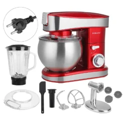 SOKANY 3in1 Küchenmaschine 1200W Edelstahlschüssel Teigmaschin 1.5L Saftpresse 6-stufige Gescheindigkeit Mixer Standmixer Knetmaschine Fleischwolf Wurstmaschine - Rot -Bosch Verkäufe 36d372286feb7c47d49c37e08174d3f2