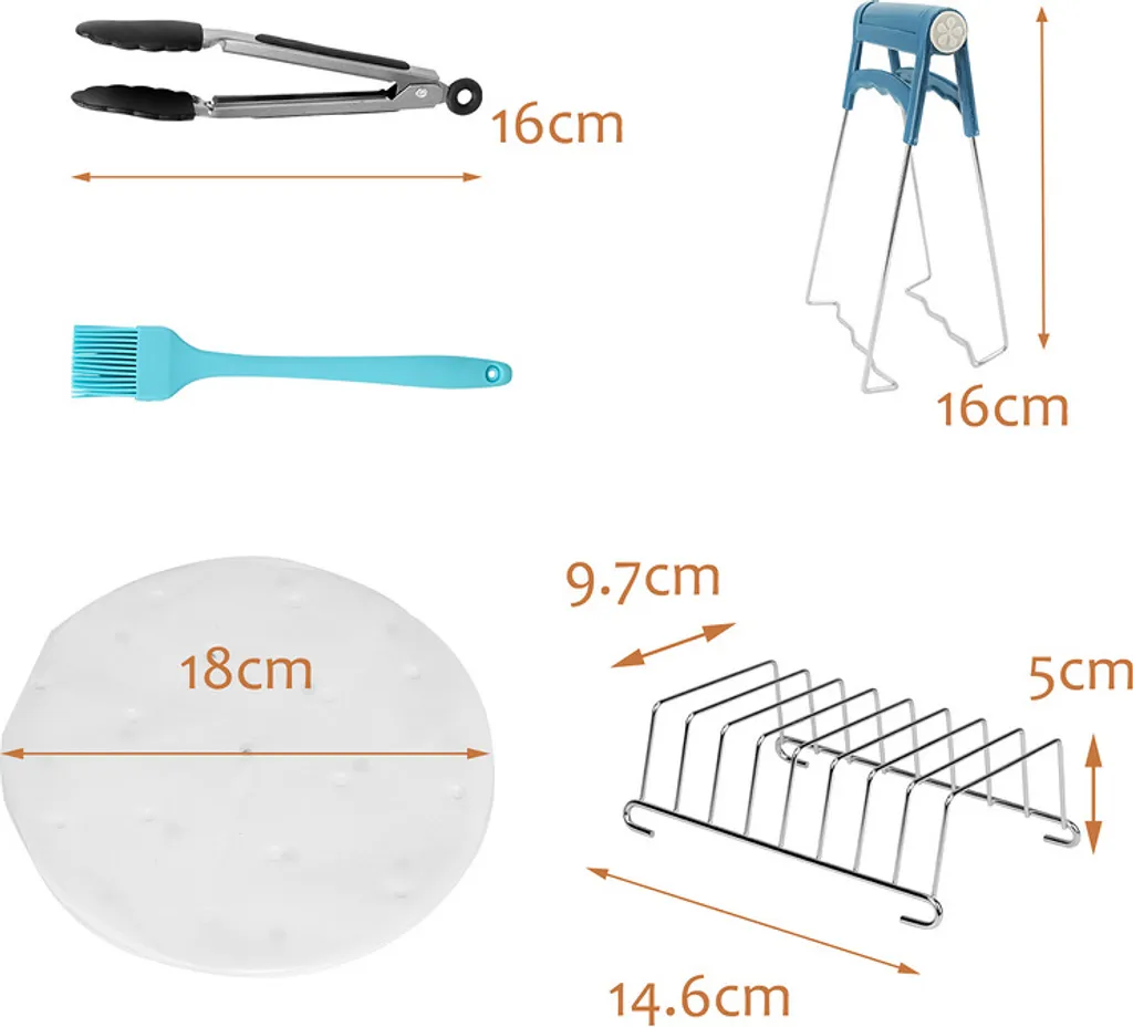 Lospitch Heißluftfritteuse Zubehör 8 Zoll 12tlg. Fritteuse Set Inkl. Brotbackkorb Pizzapfanne Silikonpfanne Grillrost Spieße Kompaktfriteusen 5 Lospitch Heißluftfritteuse Zubehör 8 Zoll 12tlg. Fritteuse Set Inkl. Brotbackkorb Pizzapfanne Silikonpfanne Grillrost Spieße Kompaktfriteusen – Bild 3