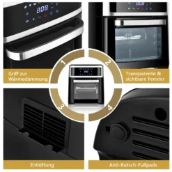 COSTWAY 13L Heißluftfritteuse, 8 In 1 Heißluft Backofen, Luftfritteuse 1700W Fritteuse Airfryer Mit 60min Timer, 45-200℃ Temperaturregelung -Bosch Verkäufe 3776090508d33127d852594297790145
