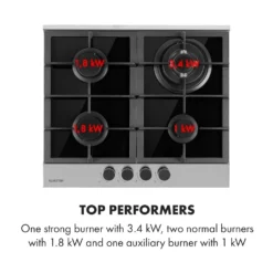 Klarstein Alchemist 4 Zonen Gaskochfeld , 4-flammig , Autark , 58,3 Cm , Einbau , Aluminium-Brenner , Stark-Brenner , Erdgas/Butangas , Edelstahl , Automatische Abschaltung , Topfträger Aus Gusseisen , Glaskeramik , Inkl. Schlauch Und Druckminderer , Schwarz -Bosch Verkäufe 38634c95b256dd4ea38dcc762d9ba3c6