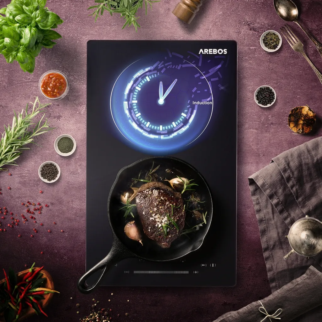 AREBOS Induktionskochfeld 3000W, 2 Kochfelder, 30 Cm, Autark Mit Sensor Touch, Timer, Kindersicherung, Überhitzungsschutz, Autoabschaltung 11 AREBOS Induktionskochfeld 3000W, 2 Kochfelder, 30 Cm, Autark Mit Sensor Touch, Timer, Kindersicherung, Überhitzungsschutz, Autoabschaltung – Bild 9