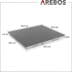 AREBOS Glaskeramikkochfeld, 7200 W, 4 Kochfelder, 59 Cm, Autark, Inkl. Dual-Kochzone Und Bräterzone, Mit Sensor Touch -Bosch Verkäufe 400f88540c9b25e313471cce5c9a06d2