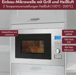 Bomann 3in1 Einbau-Mikrowelle Mit Grill Und Heißluft, 25 L Garraum, 8 Automatikprogramme, Auftaufunktion, Inkl. Grillrost Und Drehteller (Ø 27 Cm), 900 Watt, Edelstahl, MWG 3001 H EB -Bosch Verkäufe 4058299871304b72d7e48de4733b2001