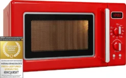 Exquisit Mikrowelle RMW720-3GDIG Rot | 20 Liter Nutzinhalt | 1000 Watt | Rot