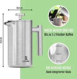 Bjørn Liebdhal French Press Edelstahl Kaffeemaschine Auch Für Camping : 0.6 Liter -Bosch Verkäufe 410e902588485c968c3991359433ec5f