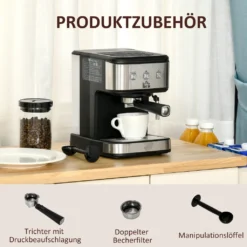 HOMCOM Espressomaschine Kaffeemaschine Aus Edelstahl Siebträgermaschine Mit Milchschäumer 1,5L Wassertank 15 Bar Für Espresso Cappuccino Latte Milchkaffee 850 W -Bosch Verkäufe 41b181ca7b44f920aeb192c159a74e08