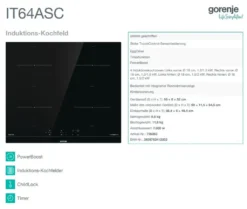 Gorenje IT64ASC Induktions-Kochfeld, 60 Cm, TouchControl -Bosch Verkäufe 427fee6d9b29b3256ba6e92f9bc11fca