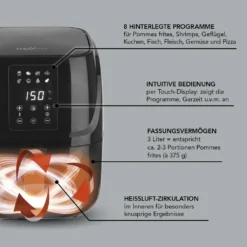 Heißluftfritteuse Fritteuse Fettarm Heißluft 1300W Touch Display Timer Schwarz -Bosch Verkäufe 43b753f2370dd37c9d719d0d8b279419