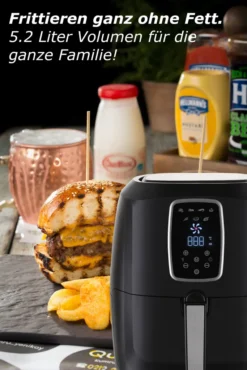 LMG Heißluftfritteuse XXL Premium 5.2L - Airfryer Mit Touch-Bedienfeld, Neueste Technik, 100% Knusprig, Ohne Fett – Backen, Frittieren, Grillen, Rösten - Spülmaschinenfest - Extrem Leise Anwendung -Bosch Verkäufe 474b94566d7e391d9ec852aec5928f60