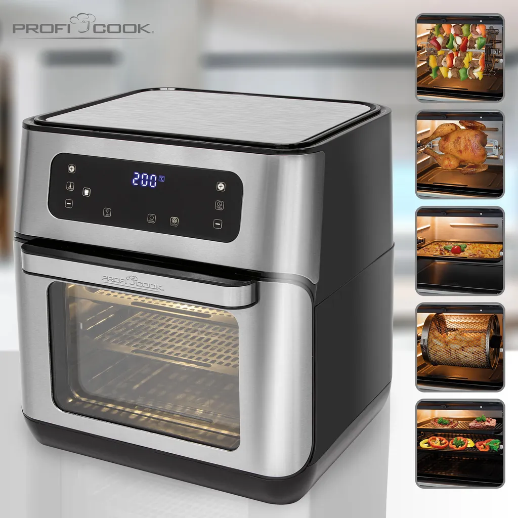 ProfiCook PC-FR 1200 H Heißluft-Fritteuse, 9 Automatikprogramme Inkl. Variabler Zeit Und Temperatureinstellung, Kapazität: Ca. 11 Liter, 4 Einschubhöhen Für Optimale Backergebisse, Edelstahl-schwarz 12 ProfiCook PC-FR 1200 H Heißluft-Fritteuse, 9 Automatikprogramme Inkl. Variabler Zeit Und Temperatureinstellung, Kapazität: Ca. 11 Liter, 4 Einschubhöhen Für Optimale Backergebisse, Edelstahl-schwarz – Bild 10