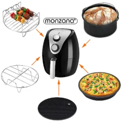 Monzana Heißluftfritteuse Zubehör 8tlg. Fritteuse Set Inkl. Brotbackkorb 3,6L Pizzapfanne Silikonpfanne Grillrost Spieße -Bosch Verkäufe 4cc4128367a44659138245b57e246c9d