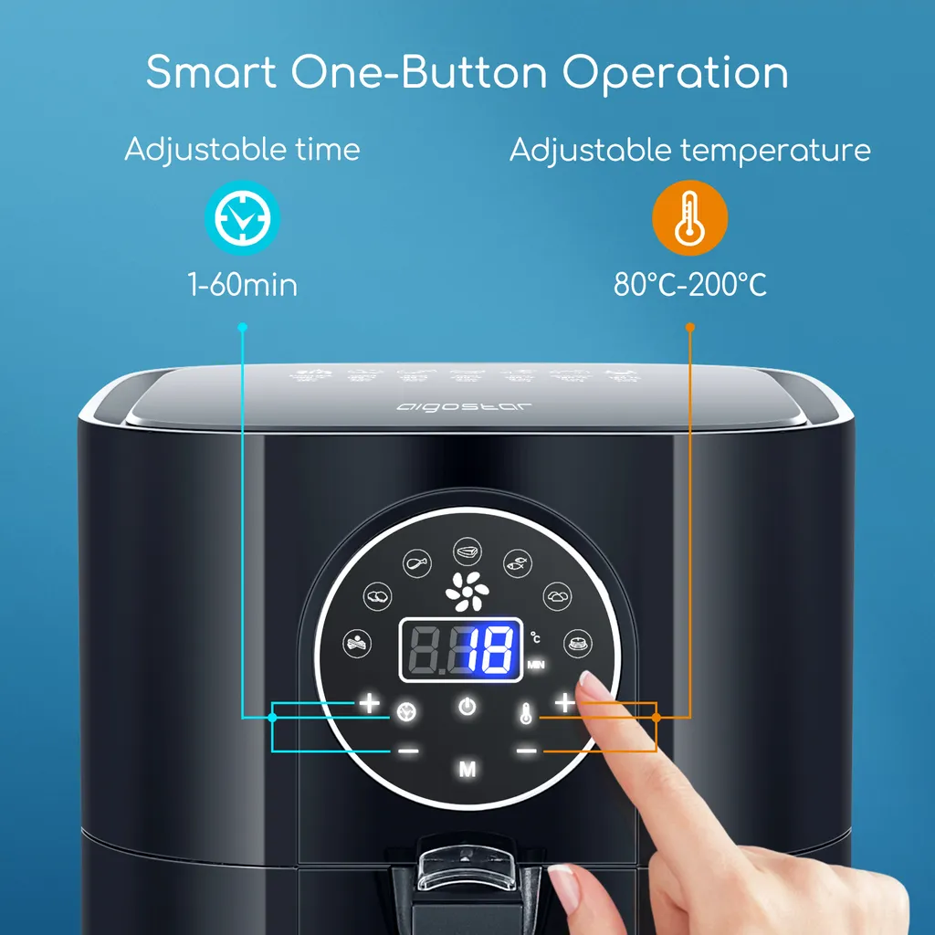 Aigostar Mini Cube -3,5L, 7 In 1 Heißluftfritteuse Heisluft Airfryer Mit Schneller Luftzirkulation Und 60 Min Timer, Auto-Off Sicherheitssensoren Fritteuse, Antihaft-Korb, Schwarz 5 Aigostar Mini Cube -3,5L, 7 In 1 Heißluftfritteuse Heisluft Airfryer Mit Schneller Luftzirkulation Und 60 Min Timer, Auto-Off Sicherheitssensoren Fritteuse, Antihaft-Korb, Schwarz – Bild 4