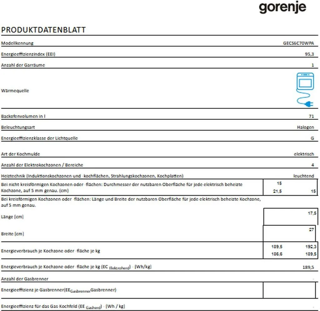 Gorenje GECS6C 70 WPA Elektro-Standherd - Glaskeramik-Kochfeld - 71 Liter - ExtraSteam - GentleClose - AirFry - Versenkbare Knebel - AquaClean - PerfectGrill - Teleskopauszüge - Weiß 7 Gorenje GECS6C 70 WPA Elektro-Standherd - Glaskeramik-Kochfeld - 71 Liter - ExtraSteam - GentleClose - AirFry - Versenkbare Knebel - AquaClean - PerfectGrill - Teleskopauszüge - Weiß – Bild 5