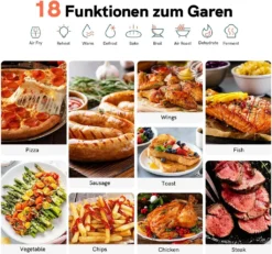 Involly 15L Heißluftfritteuse Airfryer Mini Ofen Mit 18 Programmen, Gaseinsparung, Fritteuse, Kompaktfriteusen,1600W Digital LED Display -Bosch Verkäufe 4f224692995bc57490bd0fdd47650462