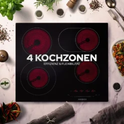 AREBOS Glaskeramikkochfeld, 7200 W, 4 Kochfelder, 59 Cm, Autark, Inkl. Dual-Kochzone Und Bräterzone, Mit Sensor Touch -Bosch Verkäufe 4fb427f735433dcd03a5825e4dbec572