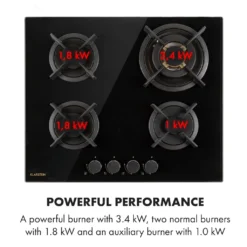 Klarstein Goldflame 4 Gaskochfeld , 4-flammig , Autark , 60 Cm , Einbau , Messing-Brenner , Erdgas/Propangas , Sicherheitsventile , Automatische Abschaltung , Topfträger Aus Gusseisen , Inkl.Schlauch Und Druckminderer , Glaskeramik Ø 8 Mm , Schwarz -Bosch Verkäufe 5350df92486721bb5be9ac80635ed36f