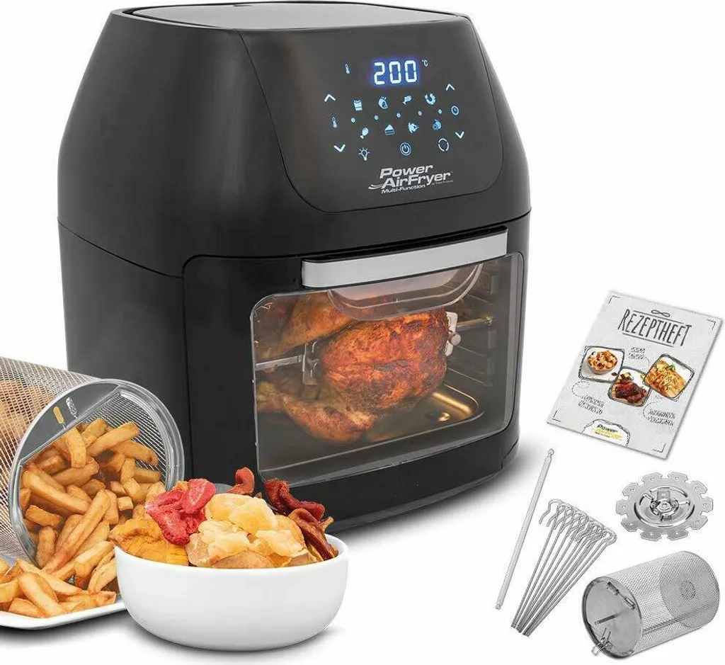 Mediashop Power AirFryer Multi-Function Heißluftfritteuse Backen Toasten Drehgrill Inkl. Rezeptheft Grillspieß 1800 Watt 3 Mediashop Power AirFryer Multi-Function Heißluftfritteuse Backen Toasten Drehgrill Inkl. Rezeptheft Grillspieß 1800 Watt