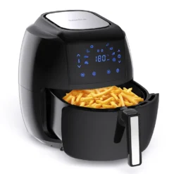 Tomons Heißluftfritteuse XXL 5,5 L Elektrofritteuse, 1800W, Airfryer Ohne Fett Und Öl, Friteuse Heißluft Mit 8 Voreinstellungen, Alarmtimer, Digitales Touch-Display, Frittierkorb Und Rezeptheft