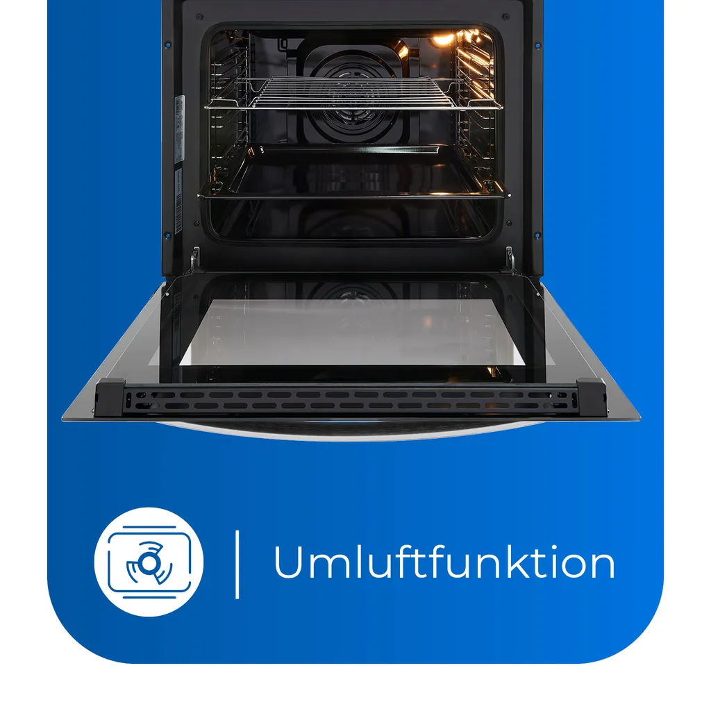 Exquisit EHE 185-1.2-Set Einbau-Herd Glaskeramikkochfeld | Ober-/Unterhitze | Inox 6 Exquisit EHE 185-1.2-Set Einbau-Herd Glaskeramikkochfeld | Ober-/Unterhitze | Inox – Bild 4