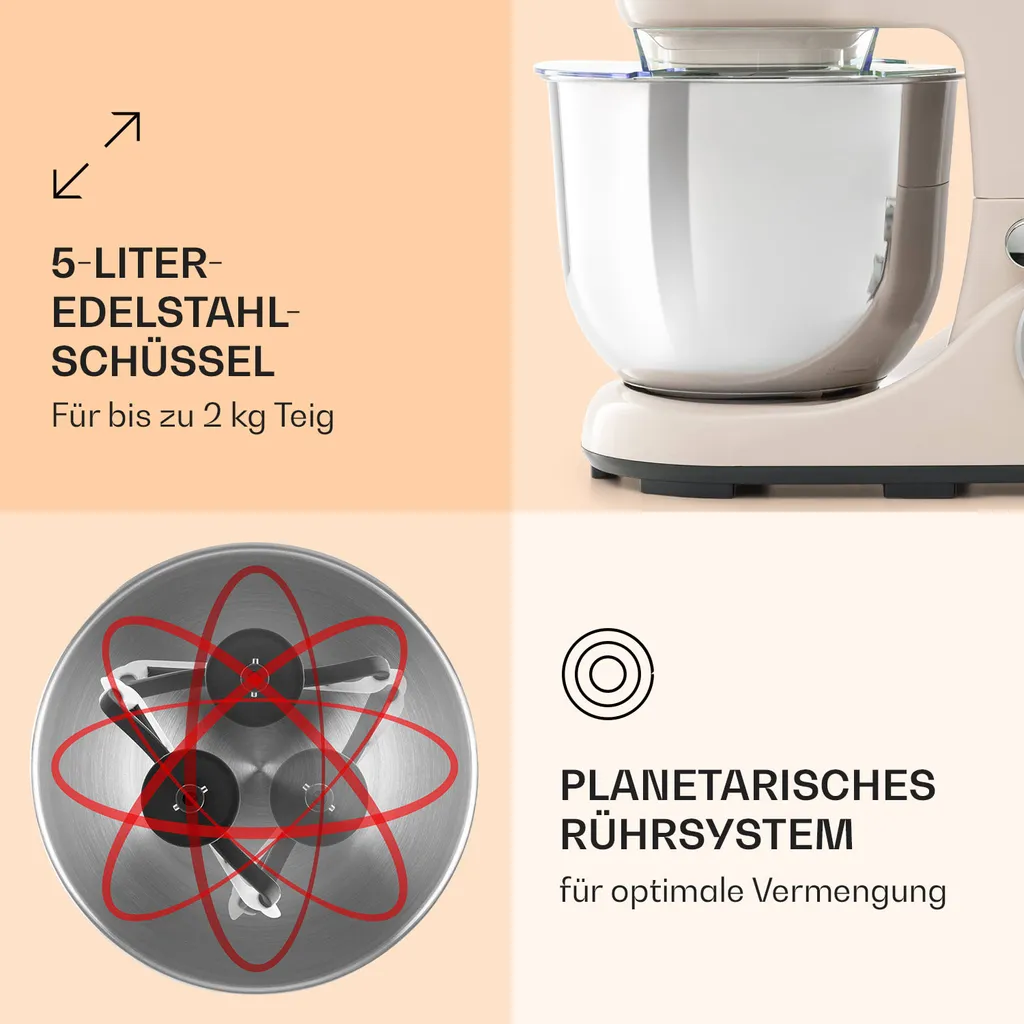 Bella Pico 2G Küchenmaschine 1300W 1,7PS 6 Stufen 5 Liter 6 Bella Pico 2G Küchenmaschine 1300W 1,7PS 6 Stufen 5 Liter – Bild 4