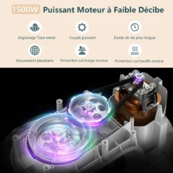 Homlee Küchenmaschine Knetmaschine 1800W,Teigmaschine Mit 6.5L Edelstahlschüssel,6 Geschwindigkeit Reduzierte Geräusche, Multifunktion Knetmaschine Mit Rührbesen,Rührhaken, Knethaken, Spritzschutz(Schwarz) -Bosch Verkäufe 5f30e214c72dc299be4944cbe9312312