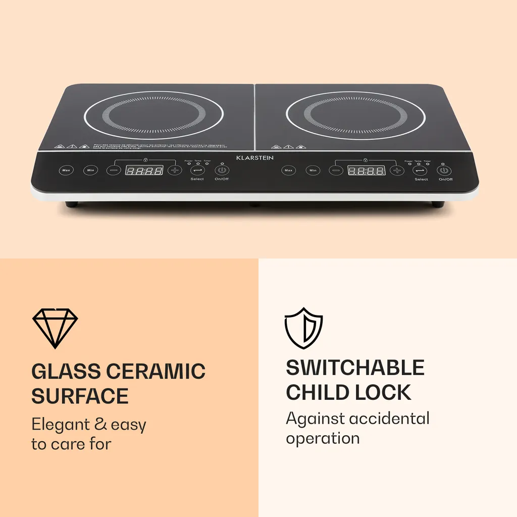 VariCook Slim Doppel-Induktionskochplatte 3500 W Timer 240° C Touch 4 VariCook Slim Doppel-Induktionskochplatte 3500 W Timer 240° C Touch – Bild 2