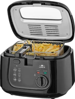 Kunststoff-Fritteuse 2,5 L,1800 Watt, Stufenlos Regelbares Thermostat, Schwarz